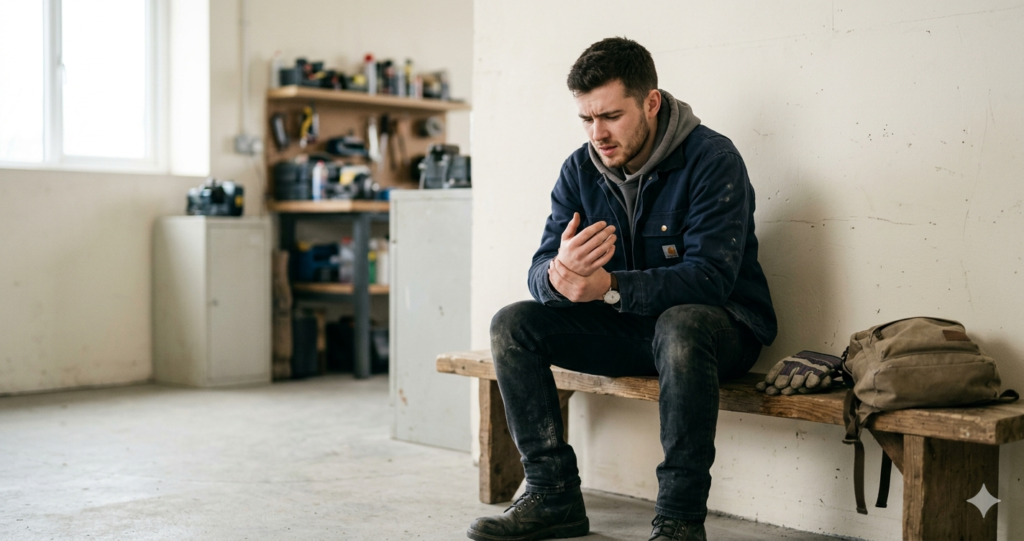 Trabajador joven con lesión por accidente laboral en España