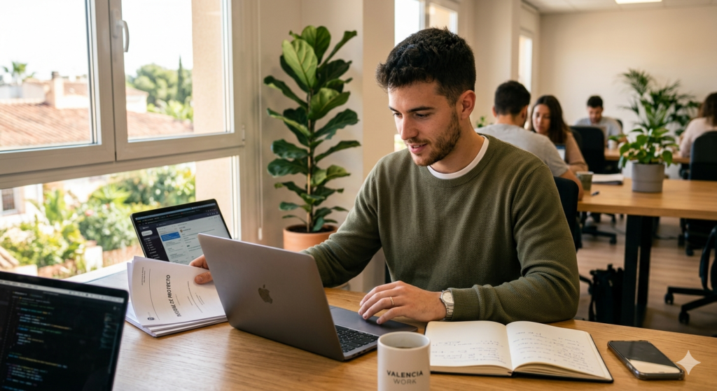 Trabajador consultando su nómina y horas extra en relación con la jornada laboral 2026
