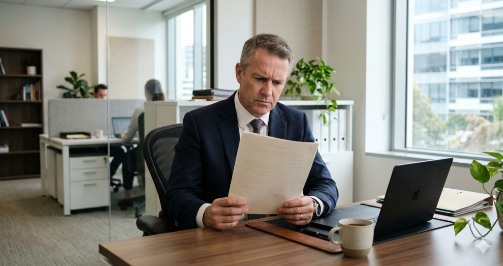Trabajador leyendo carta de despido objetivo en España