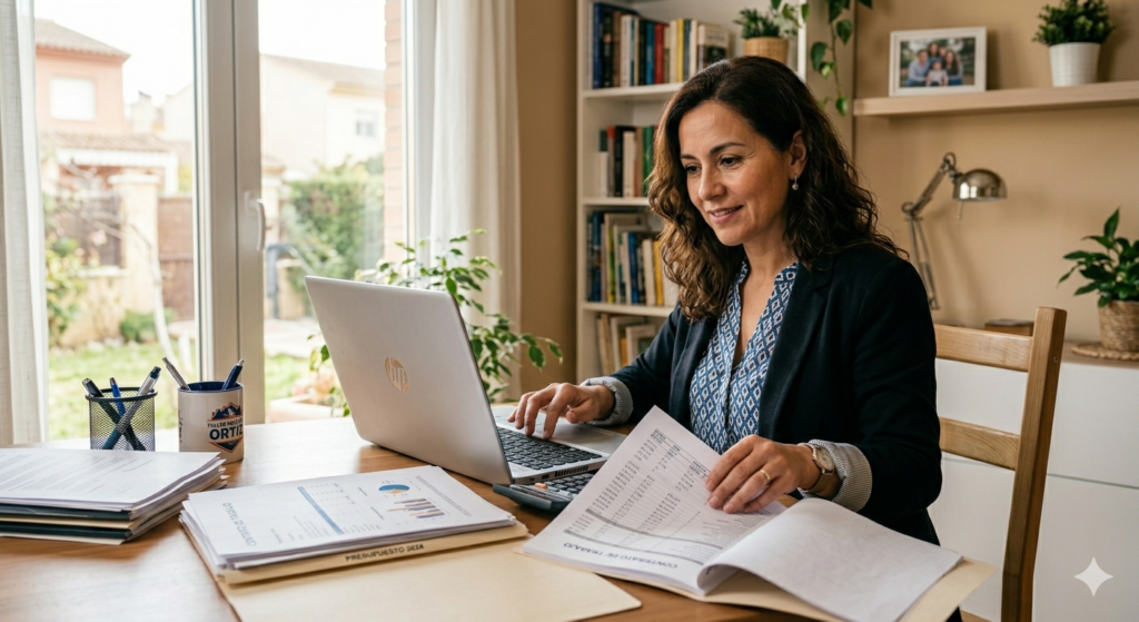 fijo-discontinuo-calculo-finiquito.jpg Trabajadora fijo-discontinua calculando su finiquito al final de la campaña