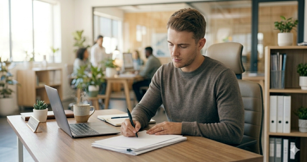 Hombre tramitando su baja voluntaria en España