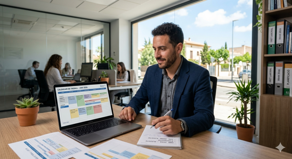 Trabajador calculando sus horas anuales de trabajo en España 2026